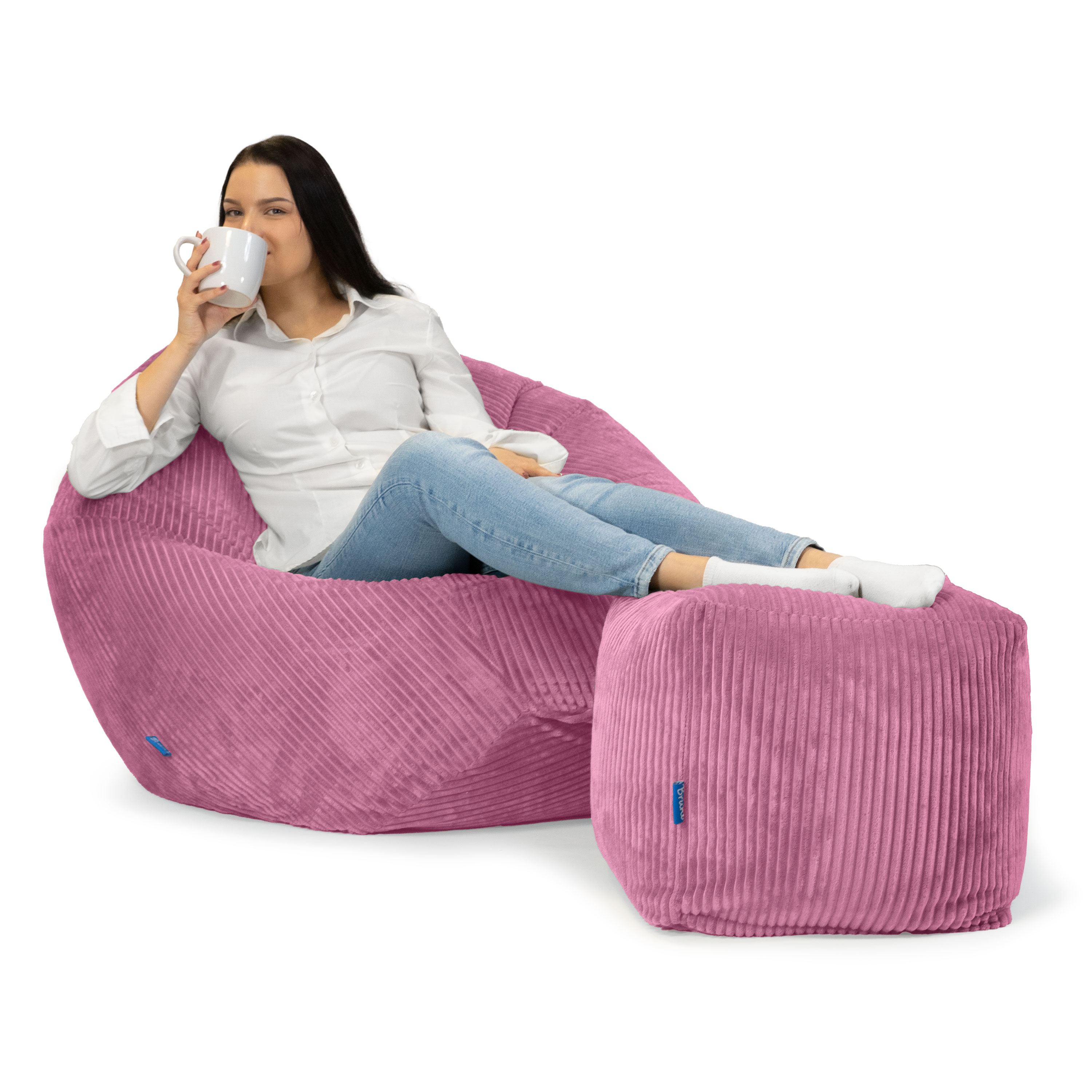 Bruni Cubo Cord in Rosa - Indoor-Sitzwürfel