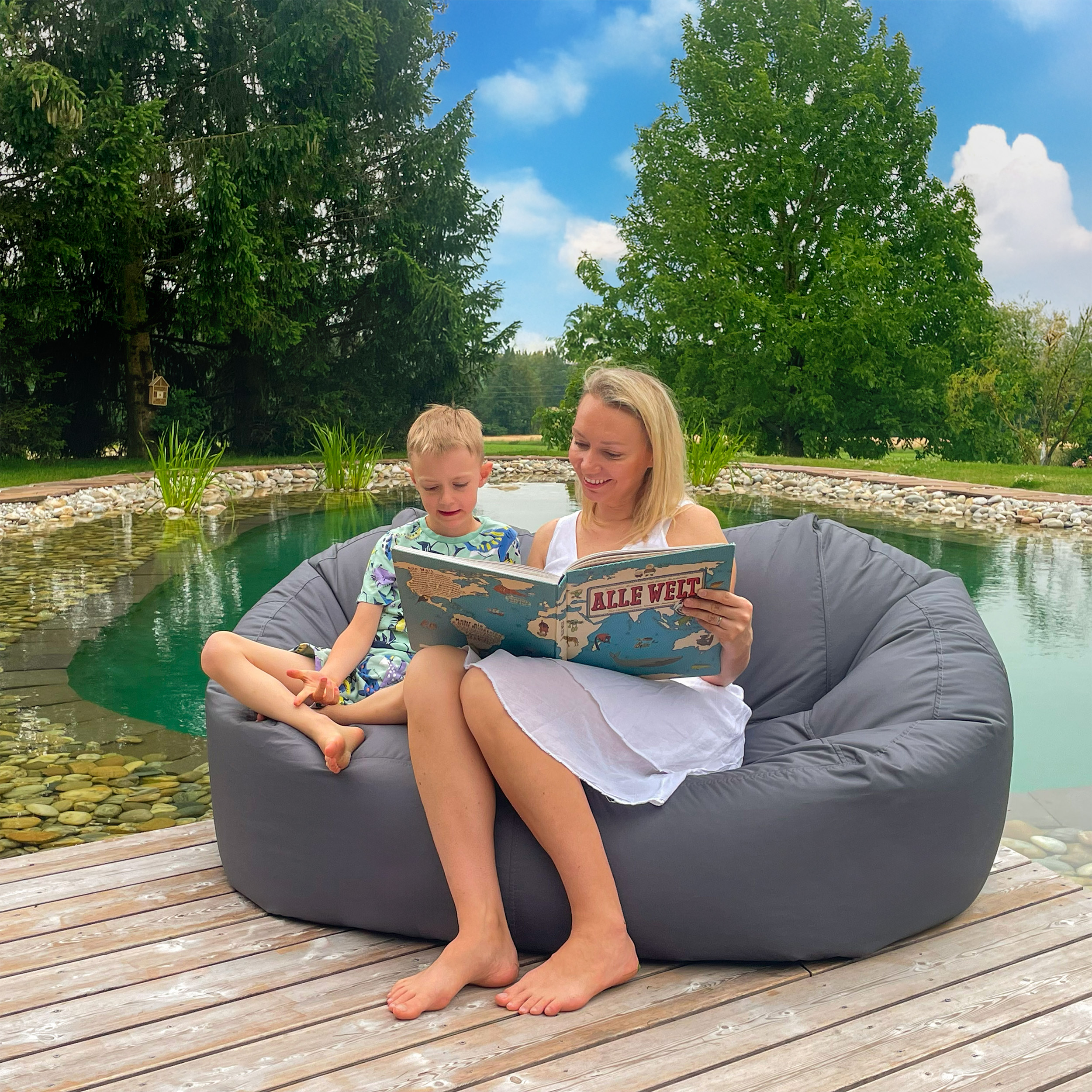 Bruni Lounge in Grau - Indoor- und Outdoor-Sitzsack-Sofa
