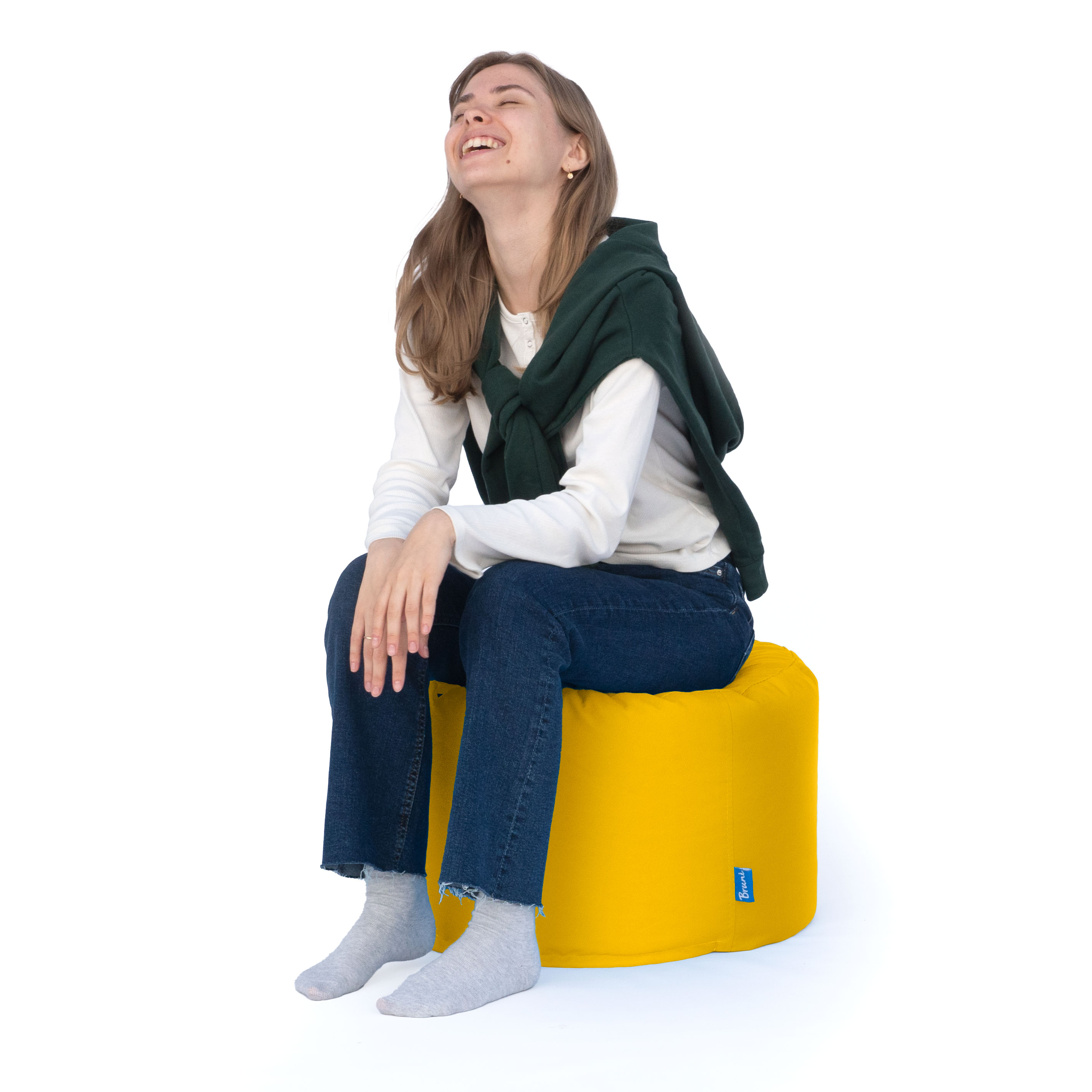 Bruni Pouf Fuß- und Sitzhocker L in Gelb - Indoor- und Outdoor-Sitzpouf, in Deutschland gefertigt