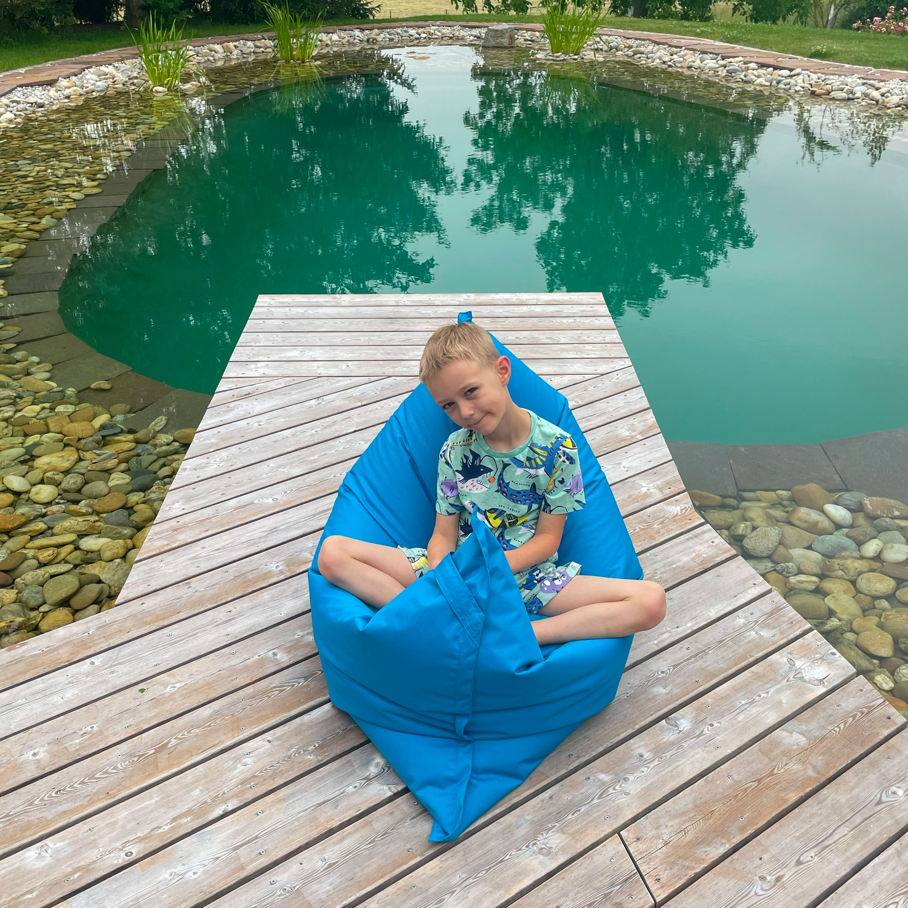 Bruni Caree Kids in Blau - Outdoor- und Indoor-Kinder-Sitzsack