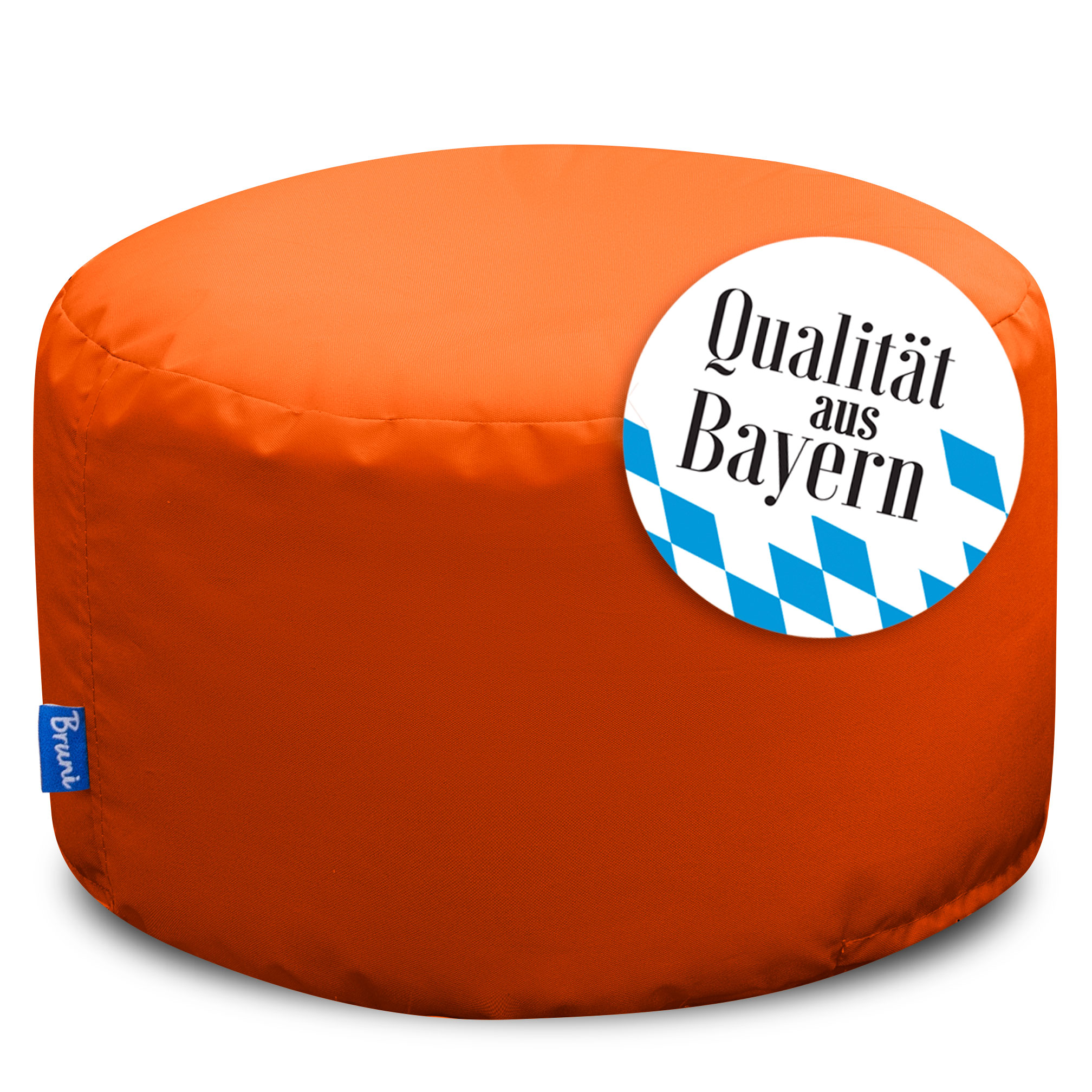 Bruni Pouf Fuß- und Sitzhocker L in Orange - Indoor- und Outdoor-Sitzpouf, in Deutschland gefertigt