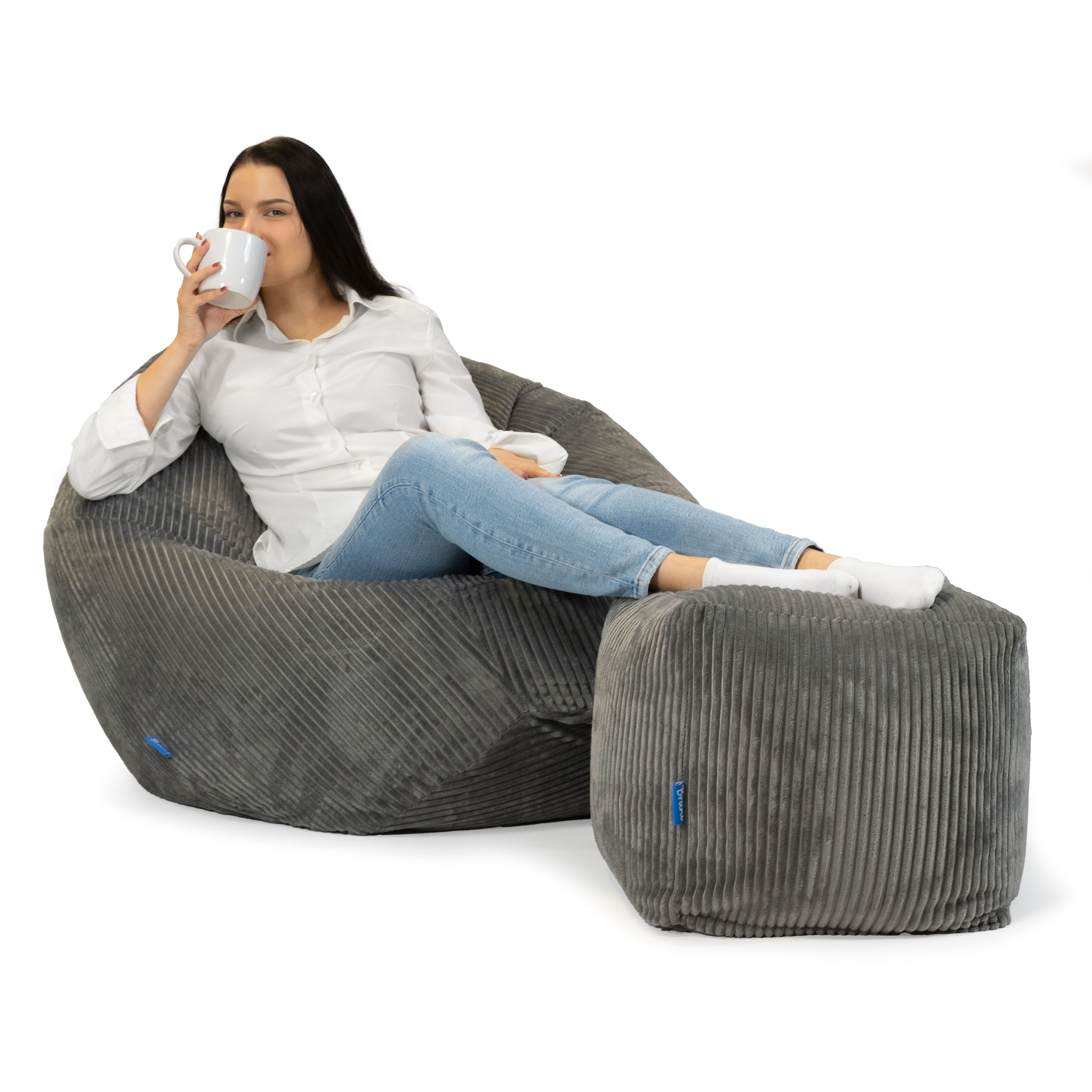 Bruni Cubo Cord in Grau - Indoor-Sitzwürfel