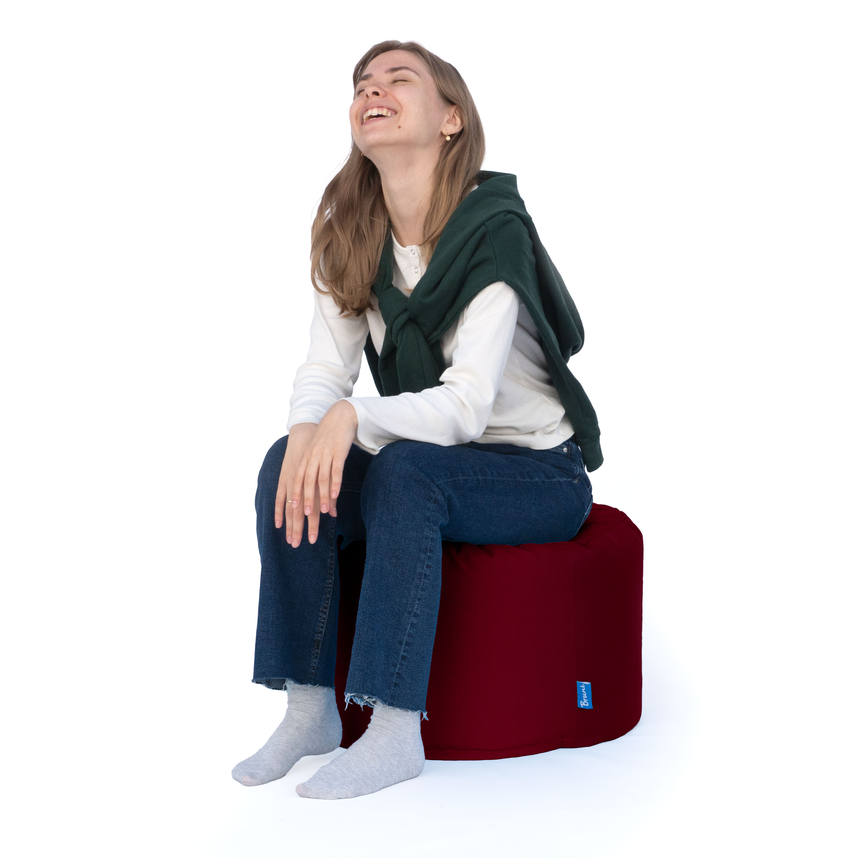 Bruni Pouf Fuß- und Sitzhocker L in Bordeaux - Indoor- und Outdoor-Sitzpouf, in Deutschland gefertigt