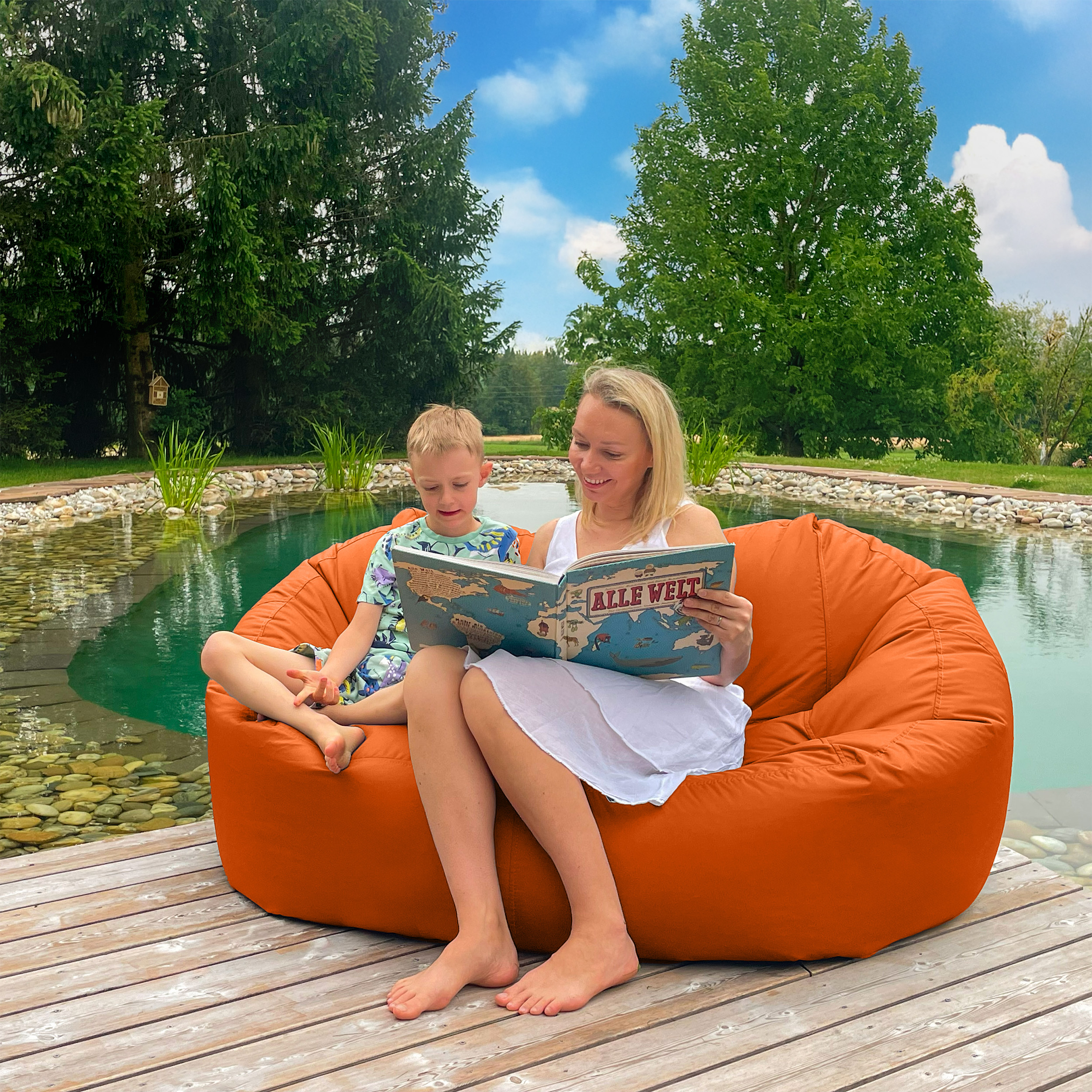 Bruni Lounge in Orange - Indoor- und Outdoor-Sitzsack-Sofa