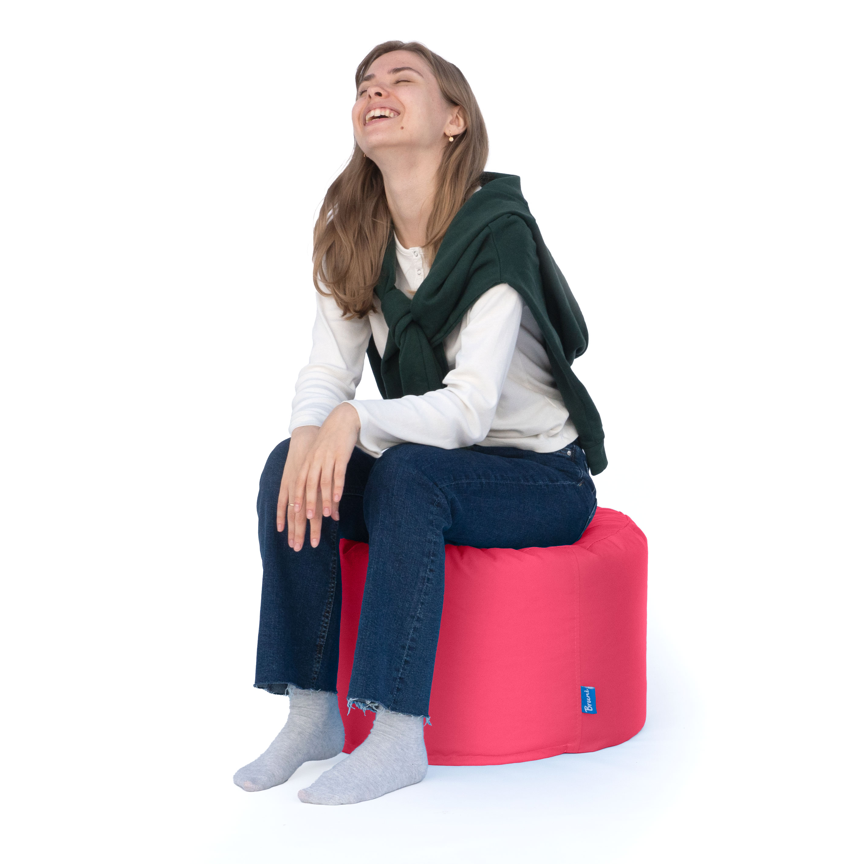 Bruni Pouf Fuß- und Sitzhocker L in Pink - Indoor- und Outdoor-Sitzpouf, in Deutschland gefertigt