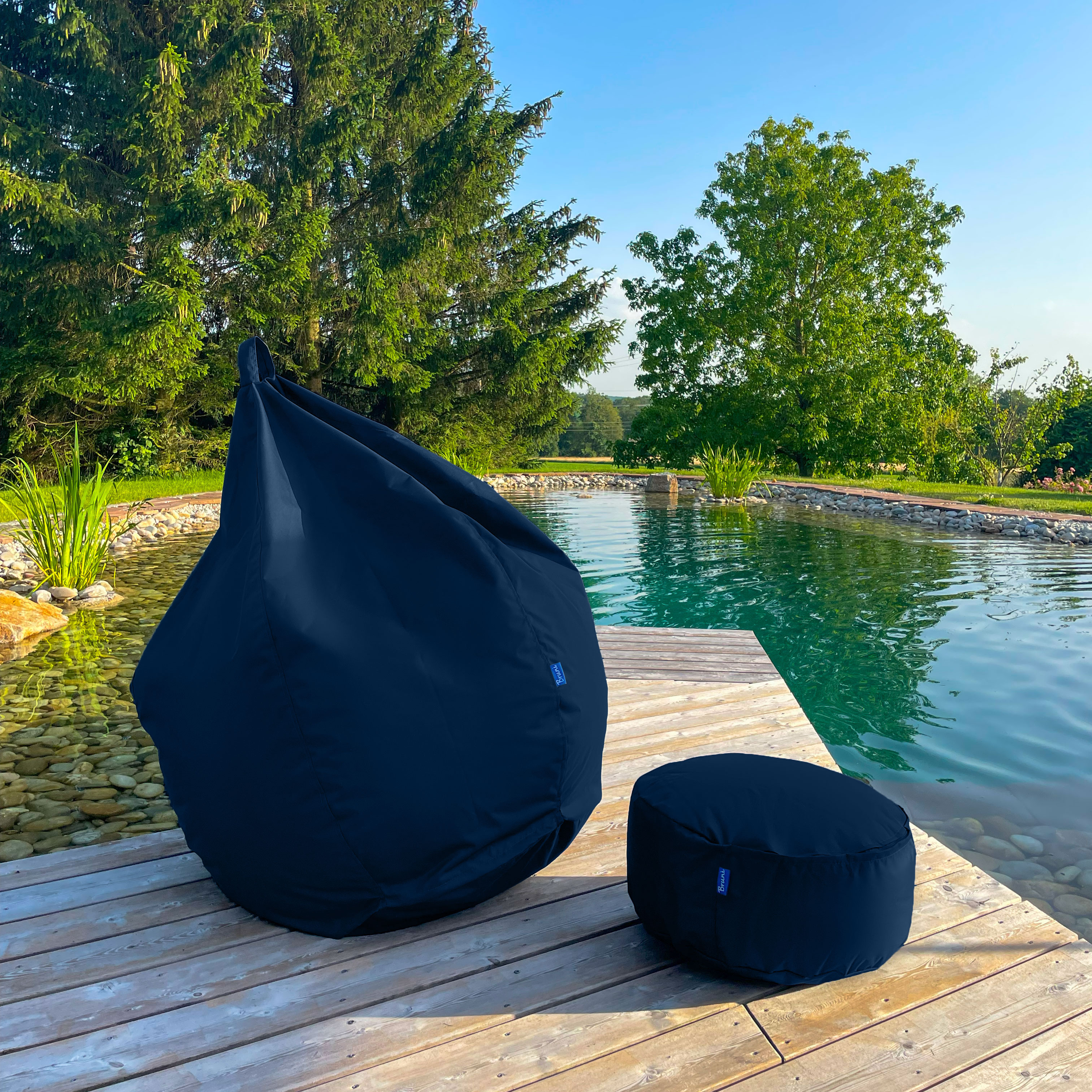 Bruni Classico Sitzsack L in Blaugrau - Indoor- und Outdoor-Bean Bag, in Deutschland gefertigt