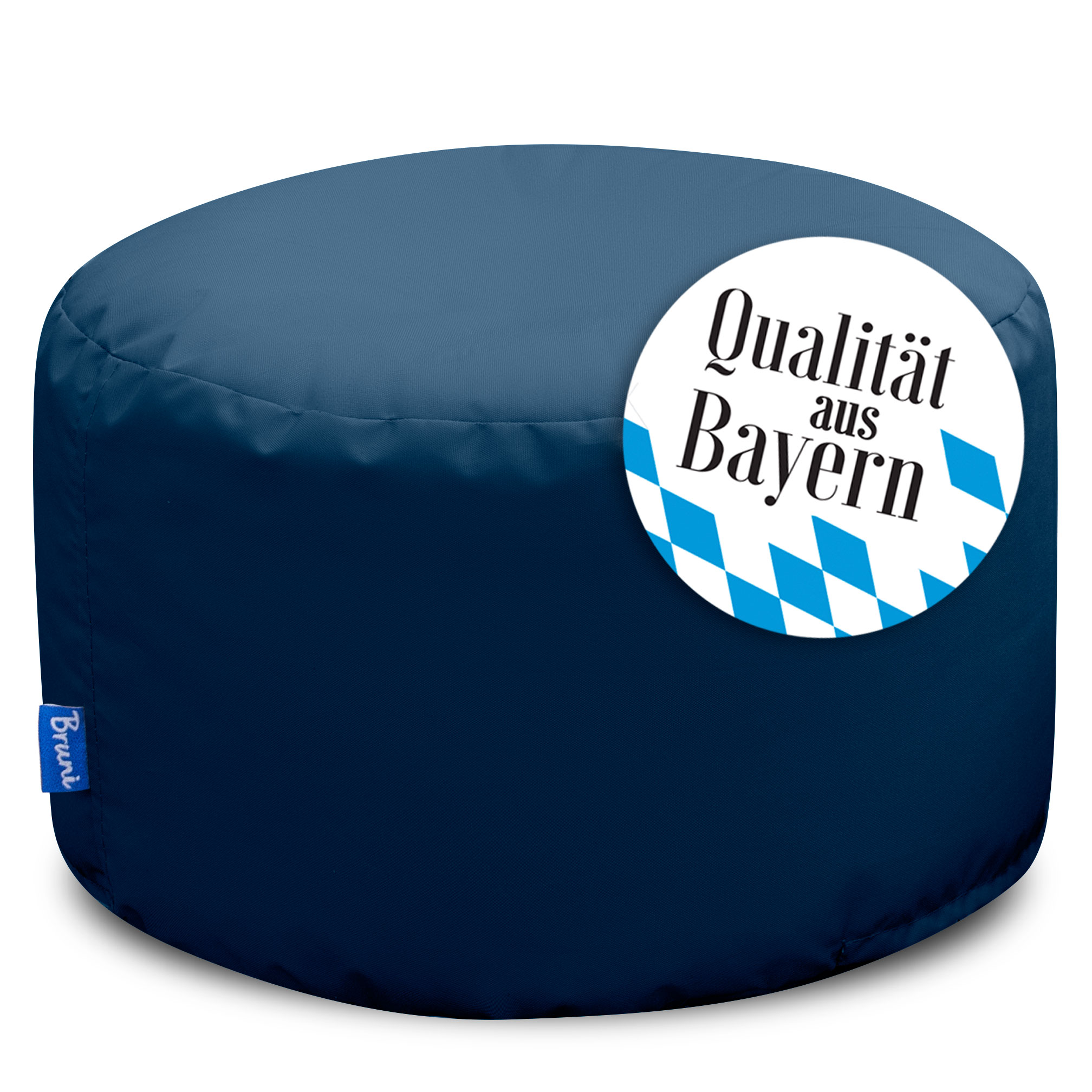 Bruni Pouf Fuß- und Sitzhocker L in Blaugrau - Indoor- und Outdoor-Sitzpouf, in Deutschland gefertigt