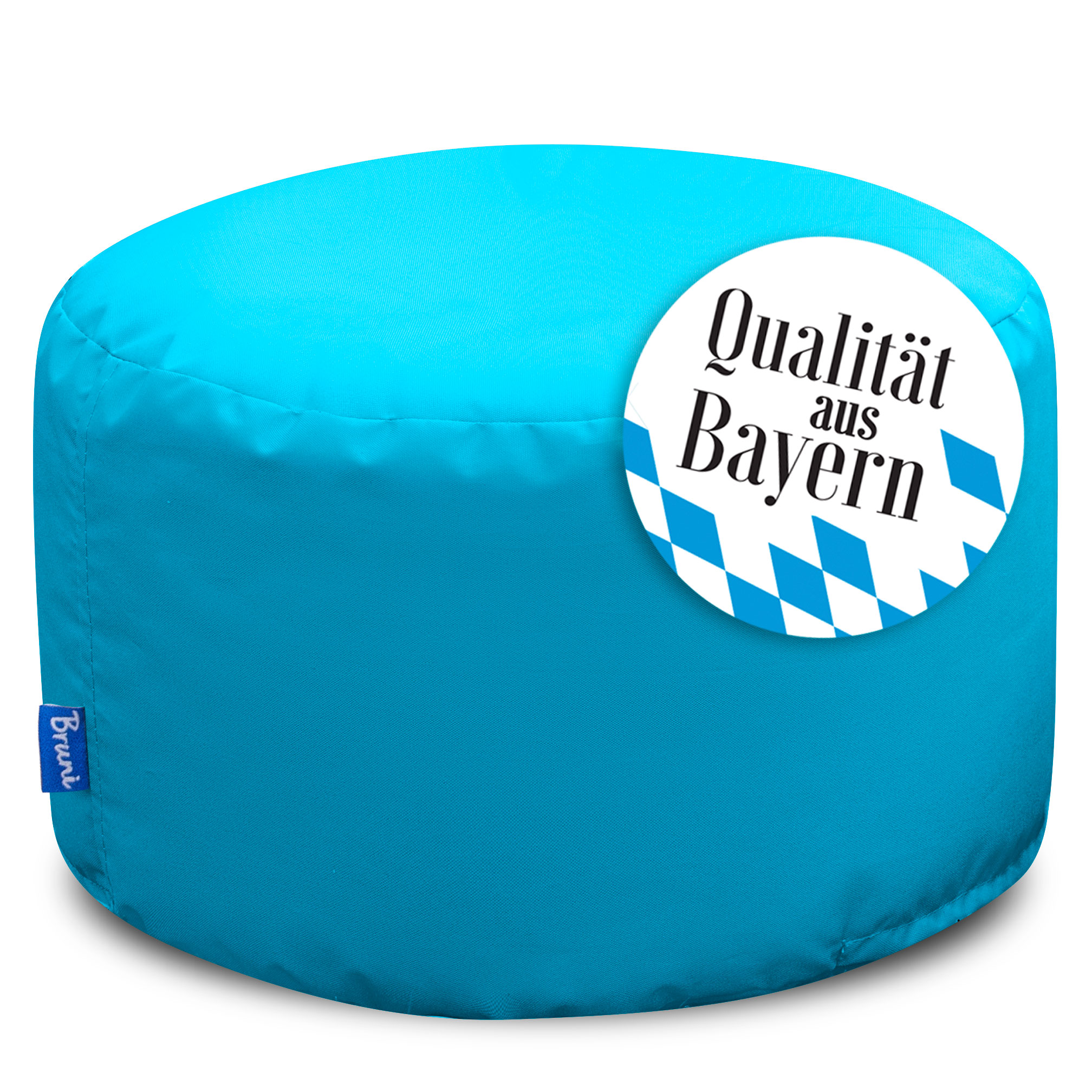 Bruni Pouf Fuß- und Sitzhocker L in Lichtblau - Indoor- und Outdoor-Sitzpouf, in Deutschland gefertigt