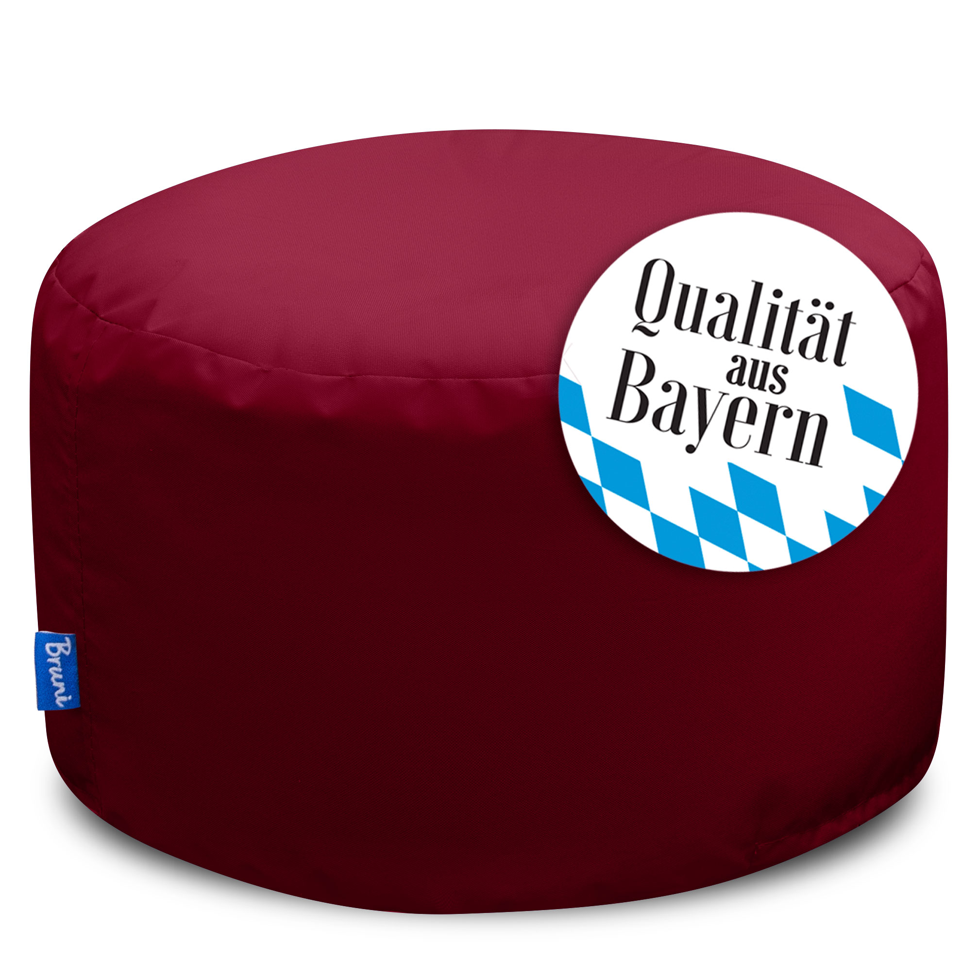 Bruni Pouf Fuß- und Sitzhocker L in Bordeaux - Indoor- und Outdoor-Sitzpouf, in Deutschland gefertigt