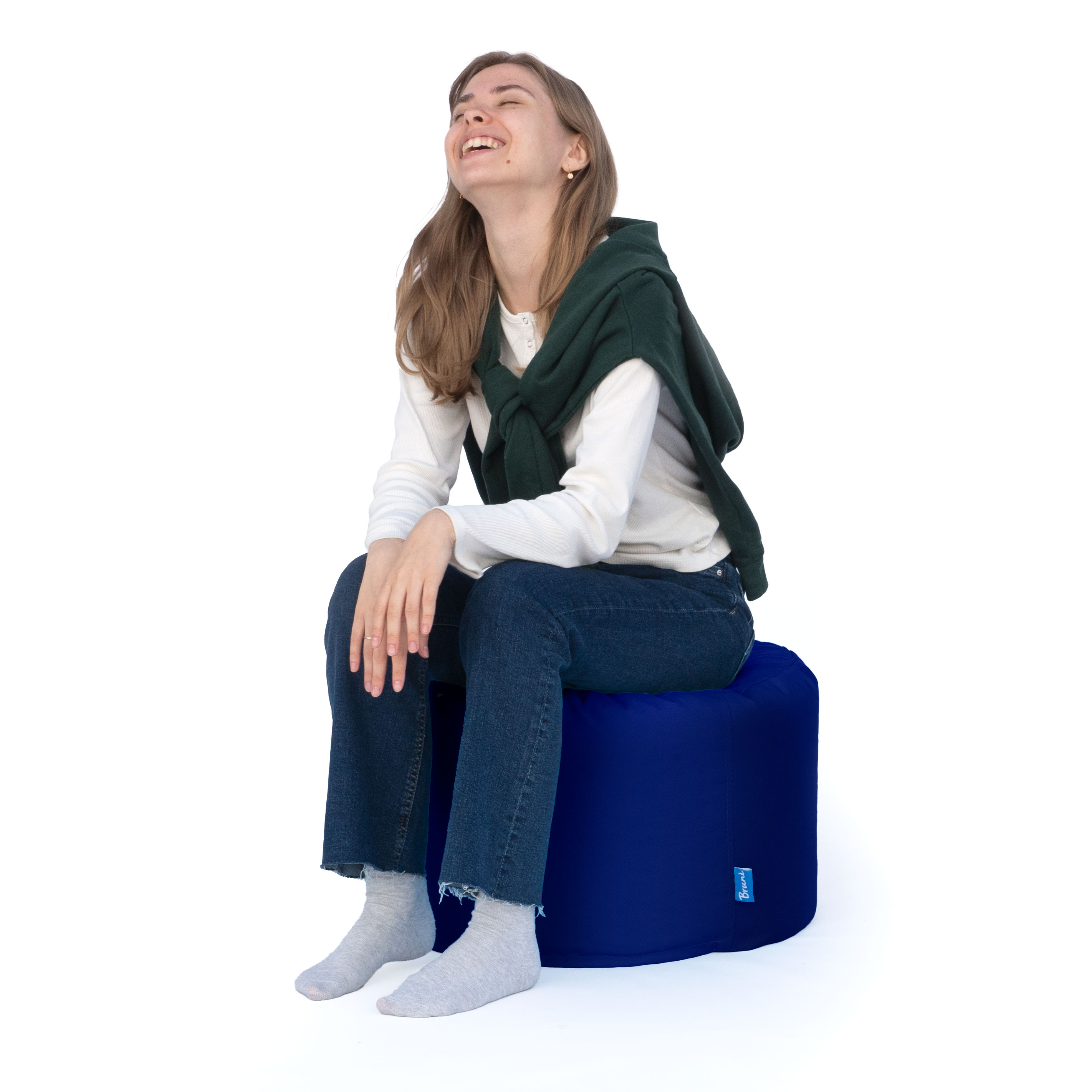 Bruni Pouf Fuß- und Sitzhocker L in Königsblau - Indoor- und Outdoor-Sitzpouf, in Deutschland gefertigt