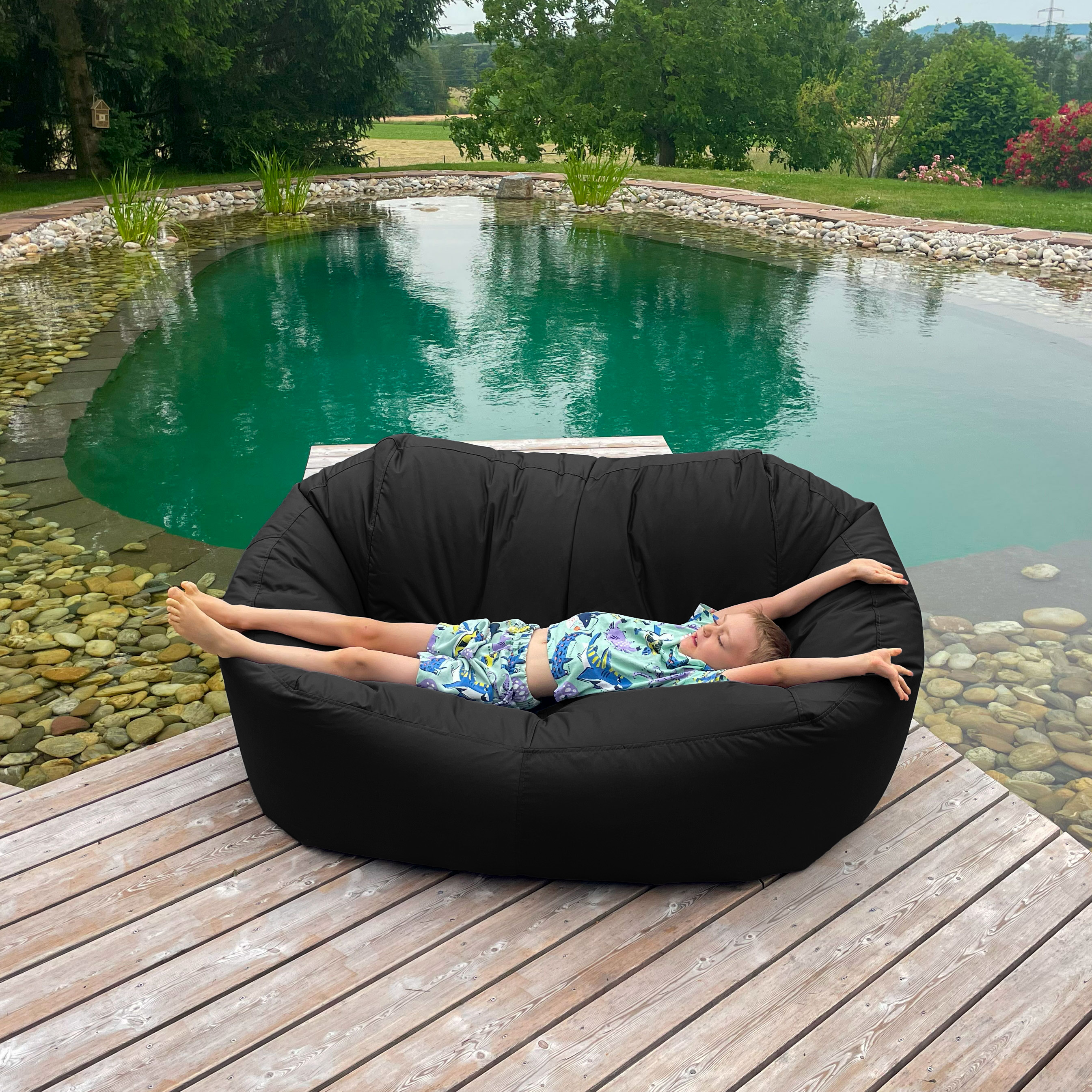 Bruni Lounge in Schwarz - Indoor- und Outdoor-Sitzsack-Sofa